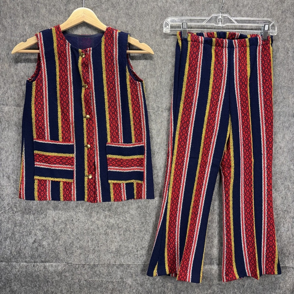 True Vintage 1970s Handmade 2 Piece Set Flare Pants Disco Palazzo Groovy Youth 8